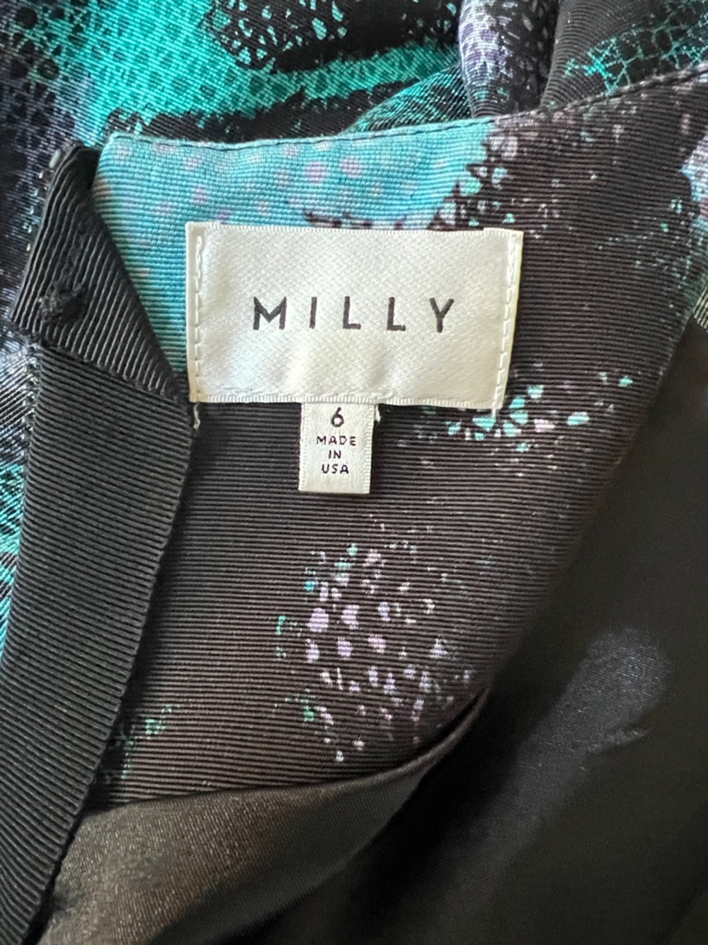 Milly Floral Mini Dress Cocktail 80's Party Puff Sleeves . Size 6. - Picture 5 of 6